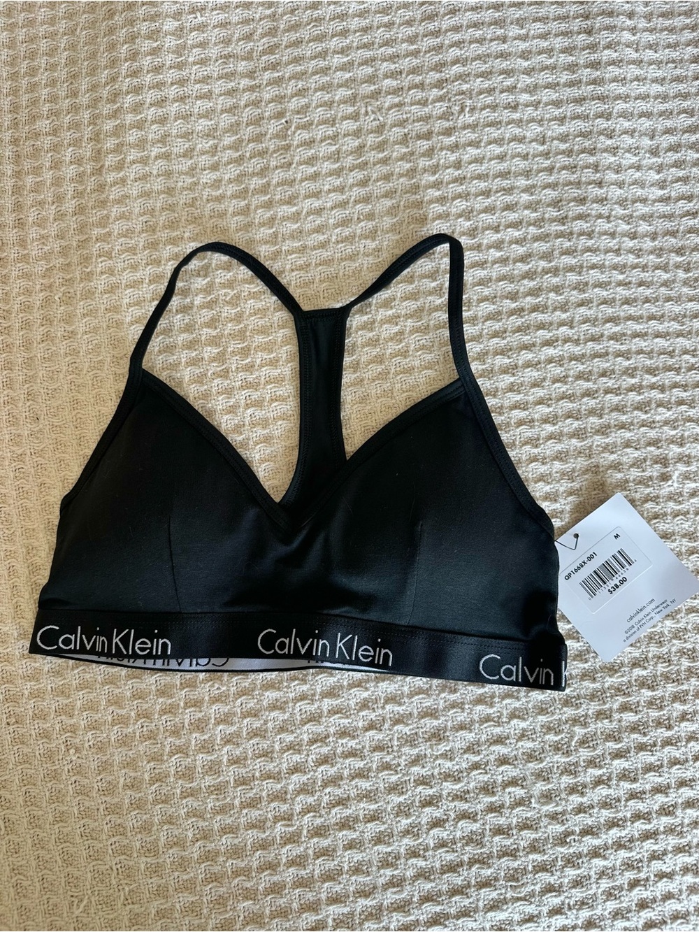 Calvin Klein Black Racerback Bralette with Logo Band